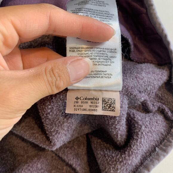Columbia Sweatshirt Womens L Large Gray Purple Fleece Snap Buttons Pullover - Picture 11 of 13